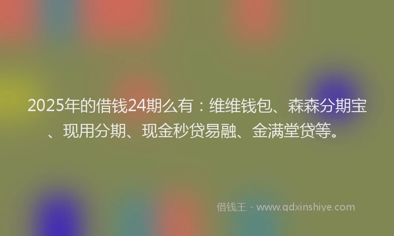 2025年的借钱24期么有：维维钱包、森森分期宝、现用分期、现金秒贷易融、金满堂贷等。