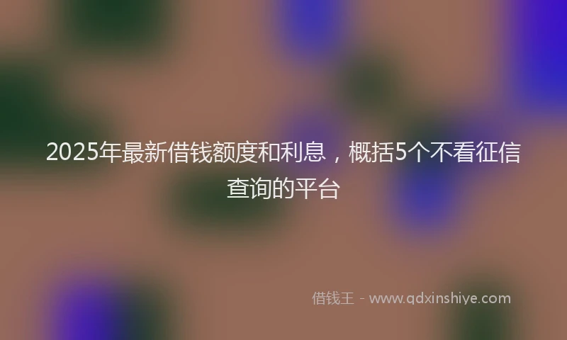 2025年最新借钱额度和利息，概括5个不看征信查询的平台