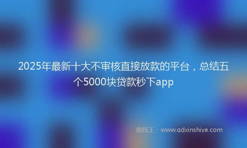 2025年最新十大不审核直接放款的平台，总结五个5000块贷款秒下app