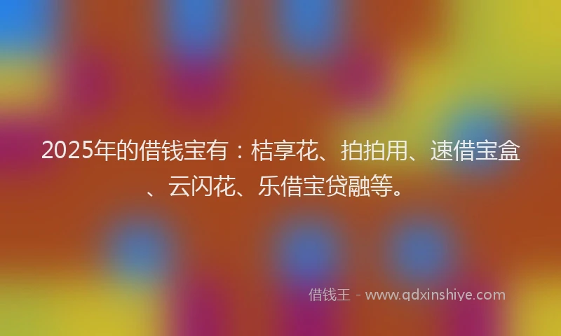 2025年的借钱宝有：桔享花、拍拍用、速借宝盒、云闪花、乐借宝贷融等。