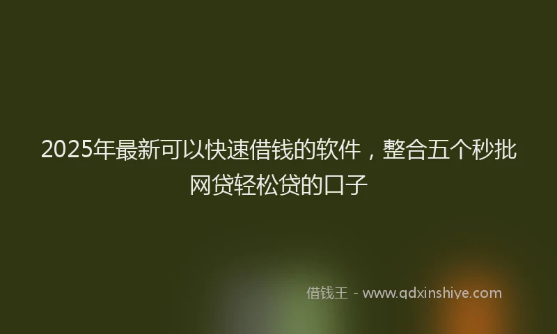 2025年最新可以快速借钱的软件，整合五个秒批网贷轻松贷的口子