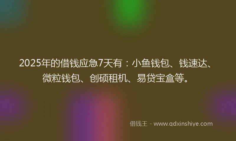 2025年的借钱应急7天有：小鱼钱包、钱速达、微粒钱包、创硕租机、易贷宝盒等。