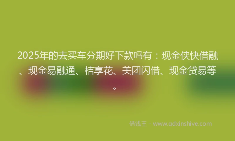 2025年的去买车分期好下款吗有：现金侠快借融、现金易融通、桔享花、美团闪借、现金贷易等。