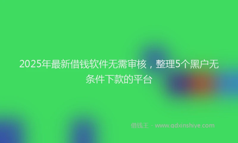 2025年最新借钱软件无需审核，整理5个黑户无条件下款的平台