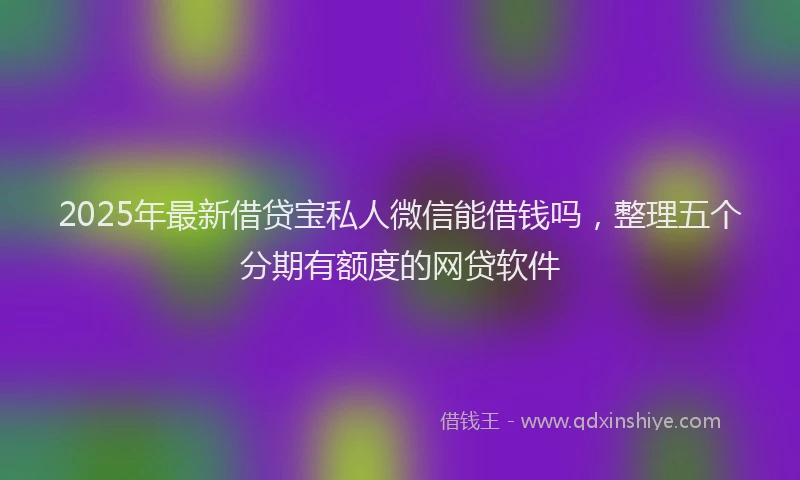 2025年最新借贷宝私人微信能借钱吗，整理五个分期有额度的网贷软件