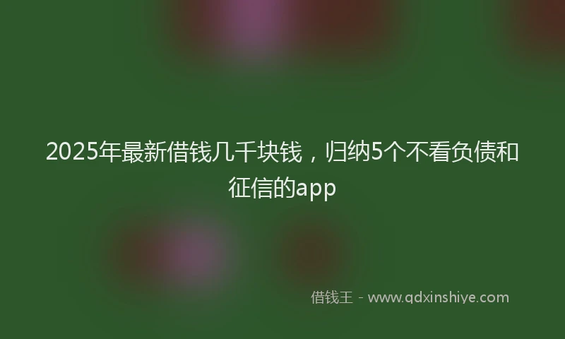 2025年最新借钱几千块钱，归纳5个不看负债和征信的app