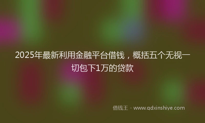 2025年最新利用金融平台借钱，概括五个无视一切包下1万的贷款