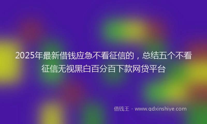 2025年最新借钱应急不看征信的，总结五个不看征信无视黑白百分百下款网贷平台
