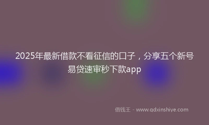 2025年最新借款不看征信的口子，分享五个新号易贷速审秒下款app