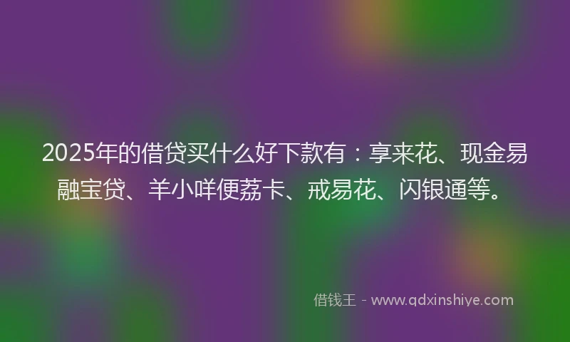 2025年的借贷买什么好下款有：享来花、现金易融宝贷、羊小咩便荔卡、戒易花、闪银通等。