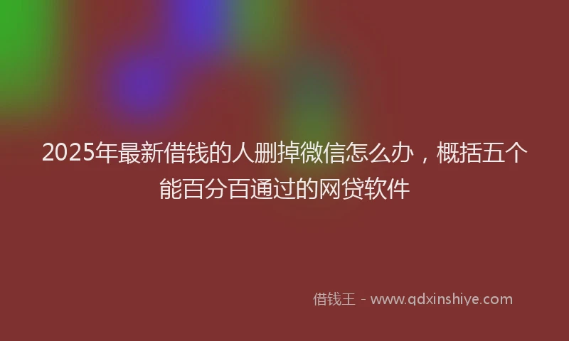 2025年最新借钱的人删掉微信怎么办，概括五个能百分百通过的网贷软件