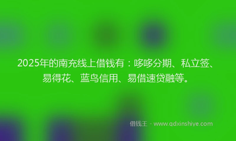 2025年的南充线上借钱有：哆哆分期、私立签、易得花、蓝鸟信用、易借速贷融等。