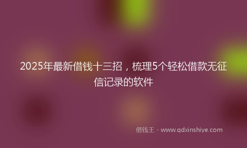 2025年最新借钱十三招，梳理5个轻松借款无征信记录的软件