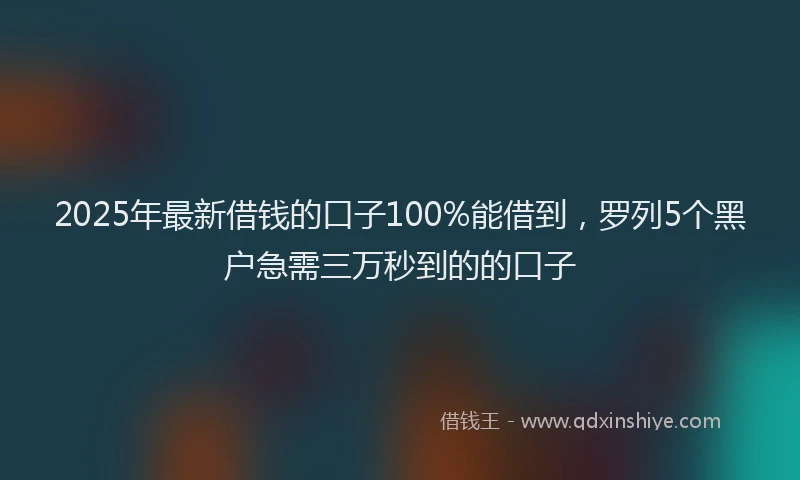 2025年最新借钱的口子100%能借到，罗列5个黑户急需三万秒到的的口子