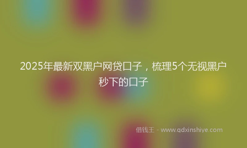 2025年最新双黑户网贷口子，梳理5个无视黑户秒下的口子