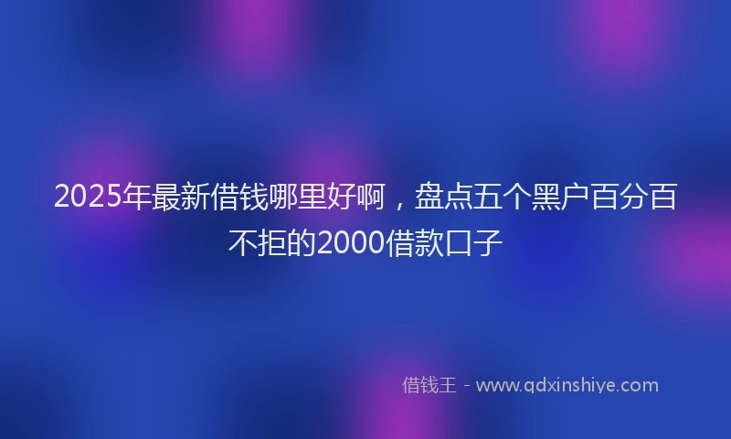 2025年最新借钱哪里好啊，盘点五个黑户百分百不拒的2000借款口子