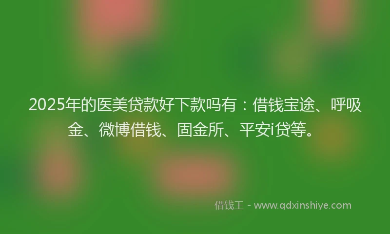 2025年的医美贷款好下款吗有：借钱宝途、呼吸金、微博借钱、固金所、平安i贷等。