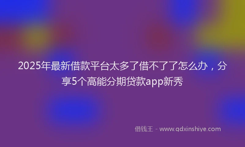 2025年最新借款平台太多了借不了了怎么办，分享5个高能分期贷款app新秀