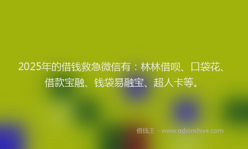 2025年的借钱救急微信有：林林借呗、口袋花、借款宝融、钱袋易融宝、超人卡等。