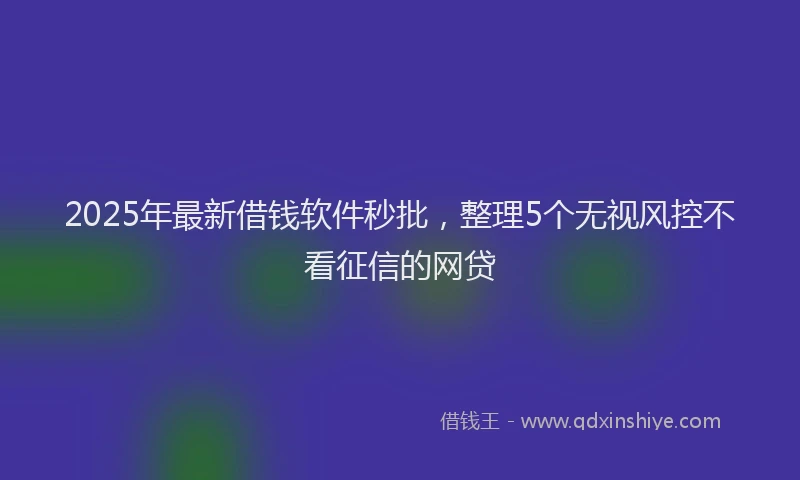 2025年最新借钱软件秒批，整理5个无视风控不看征信的网贷