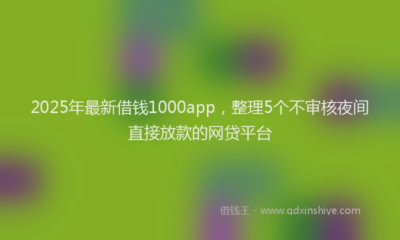 2025年最新借钱1000app，整理5个不审核夜间直接放款的网贷平台