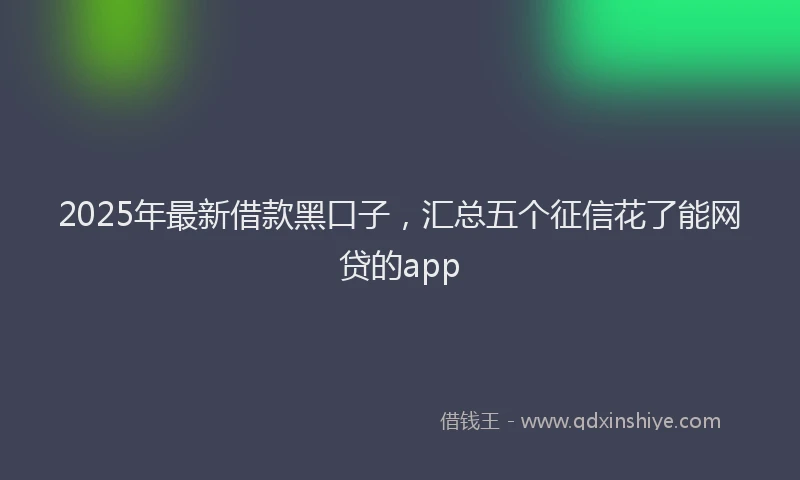 2025年最新借款黑口子，汇总五个征信花了能网贷的app