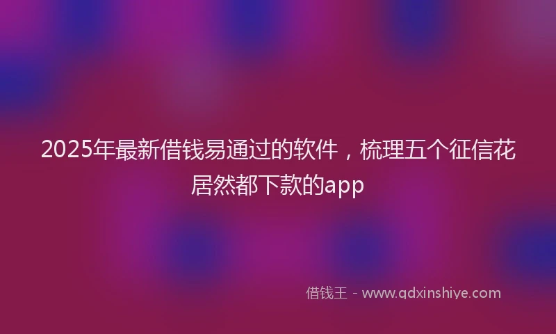 2025年最新借钱易通过的软件，梳理五个征信花居然都下款的app