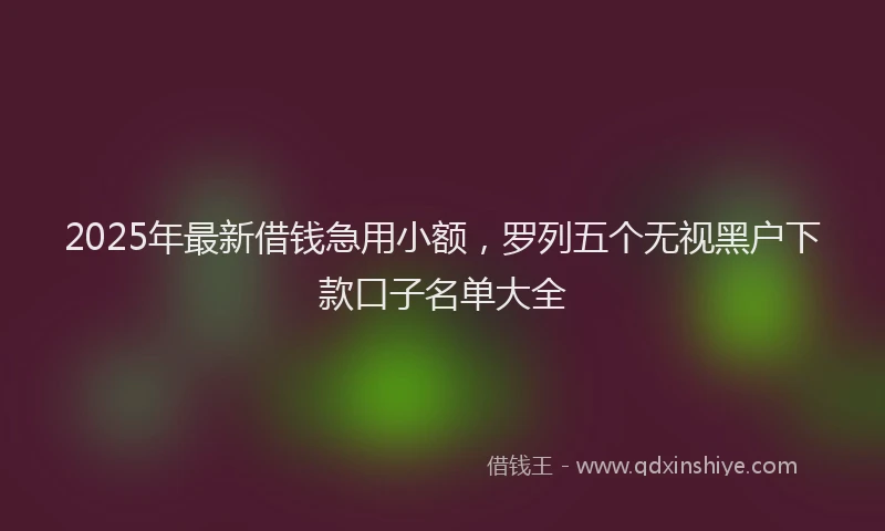 2025年最新借钱急用小额，罗列五个无视黑户下款口子名单大全