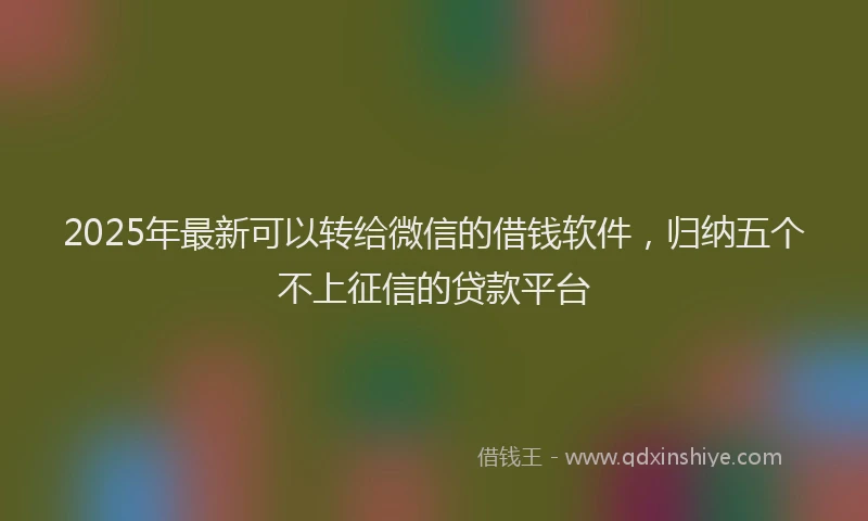 2025年最新可以转给微信的借钱软件，归纳五个不上征信的贷款平台