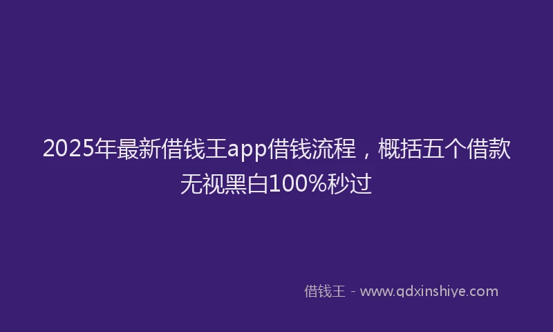 2025年最新借钱王app借钱流程，概括五个借款无视黑白100%秒过