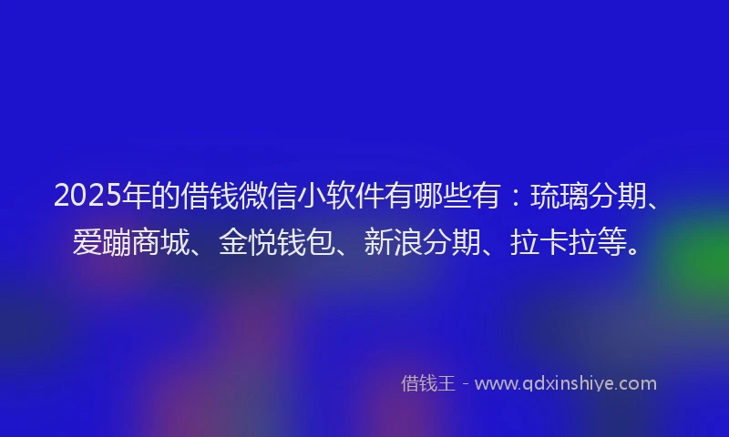 2025年的借钱微信小软件有哪些有：琉璃分期、爱蹦商城、金悦钱包、新浪分期、拉卡拉等。