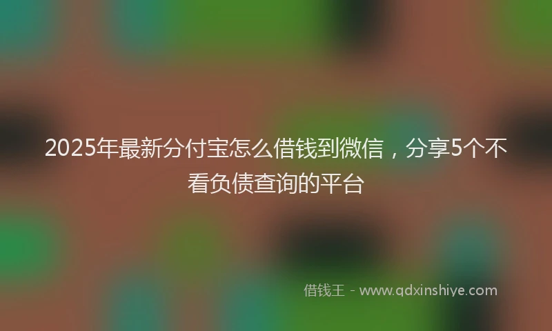 2025年最新分付宝怎么借钱到微信，分享5个不看负债查询的平台