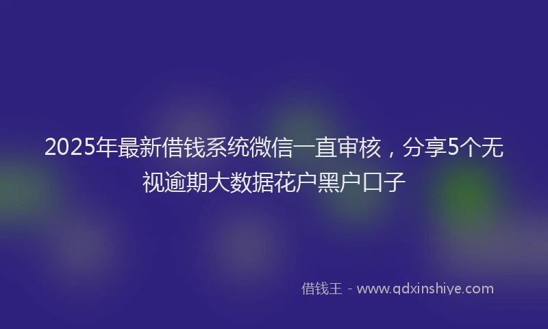 2025年最新借钱系统微信一直审核，分享5个无视逾期大数据花户黑户口子