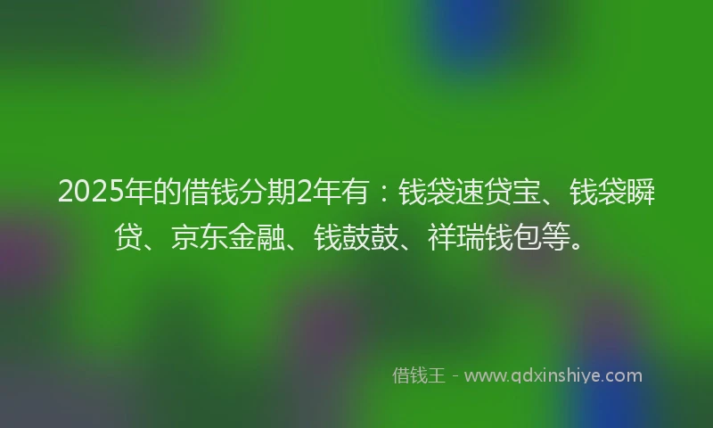 2025年的借钱分期2年有：钱袋速贷宝、钱袋瞬贷、京东金融、钱鼓鼓、祥瑞钱包等。