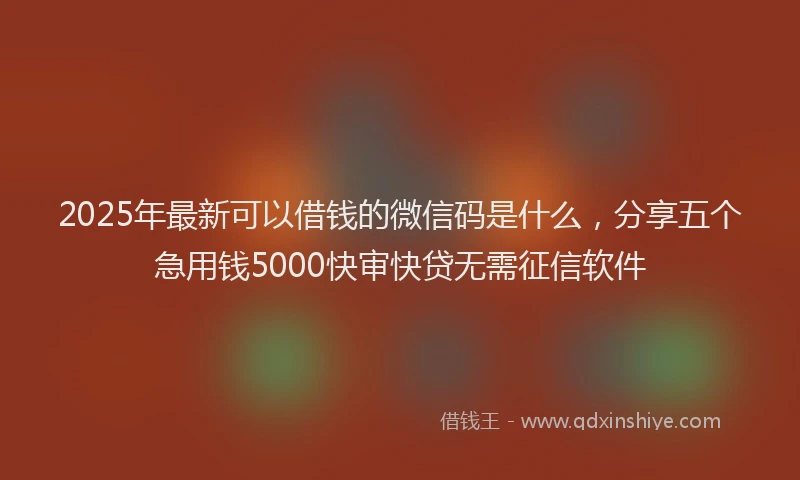 2025年最新可以借钱的微信码是什么，分享五个急用钱5000快审快贷无需征信软件
