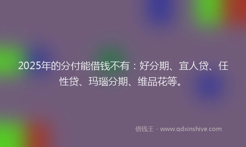 2025年的分付能借钱不有：好分期、宜人贷、任性贷、玛瑙分期、维品花等。