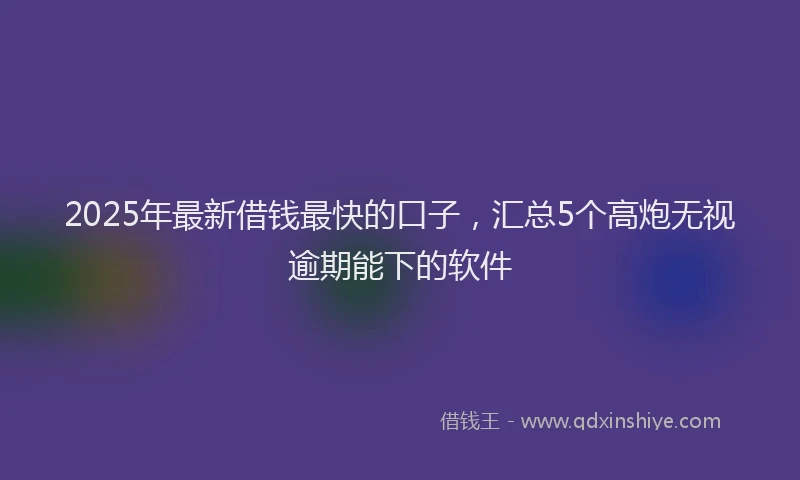 2025年最新借钱最快的口子，汇总5个高炮无视逾期能下的软件