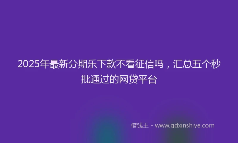2025年最新分期乐下款不看征信吗，汇总五个秒批通过的网贷平台