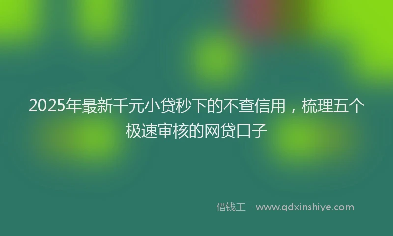 2025年最新千元小贷秒下的不查信用，梳理五个极速审核的网贷口子