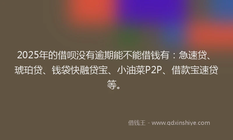 2025年的借呗没有逾期能不能借钱有：急速贷、琥珀贷、钱袋快融贷宝、小油菜P2P、借款宝速贷等。