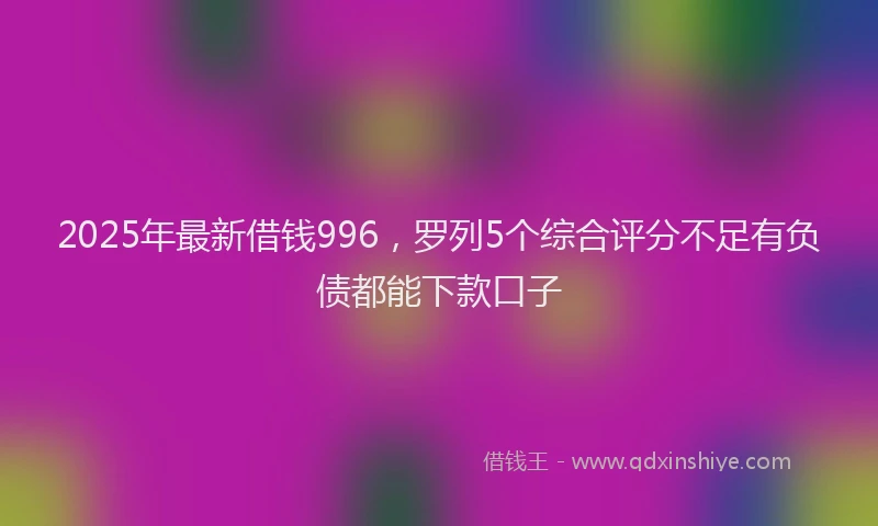 2025年最新借钱996，罗列5个综合评分不足有负债都能下款口子