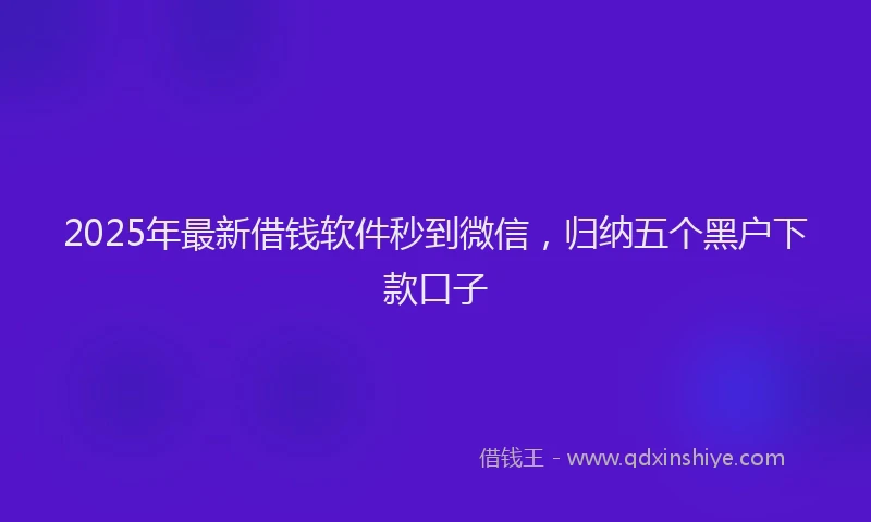2025年最新借钱软件秒到微信，归纳五个黑户下款口子