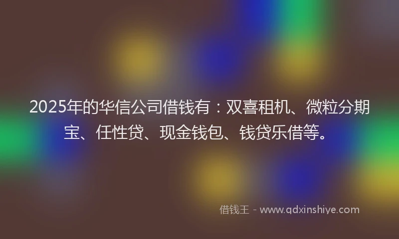 2025年的华信公司借钱有：双喜租机、微粒分期宝、任性贷、现金钱包、钱贷乐借等。