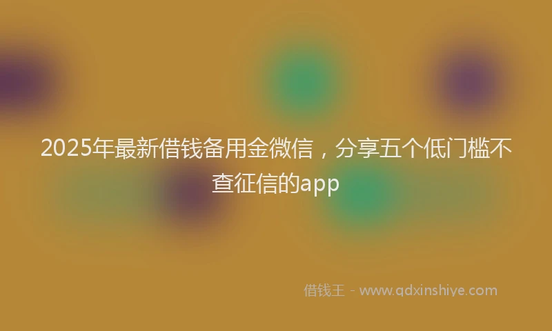 2025年最新借钱备用金微信，分享五个低门槛不查征信的app