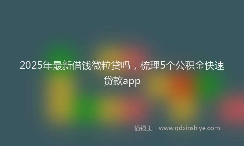 2025年最新借钱微粒贷吗，梳理5个公积金快速贷款app