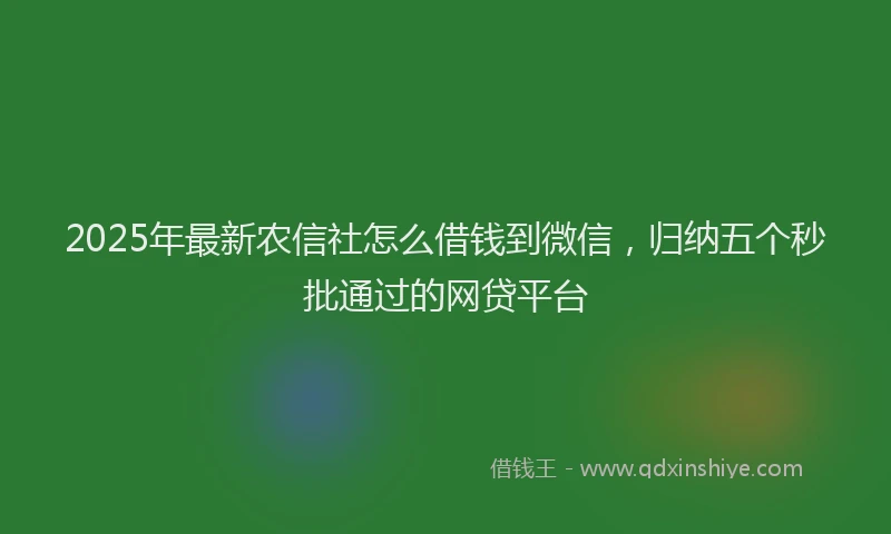 2025年最新农信社怎么借钱到微信，归纳五个秒批通过的网贷平台