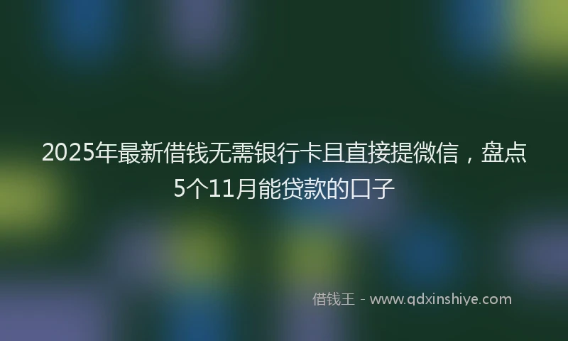 2025年最新借钱无需银行卡且直接提微信，盘点5个11月能贷款的口子