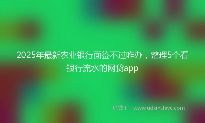 2025年最新农业银行面签不过咋办，整理5个看银行流水的网贷app