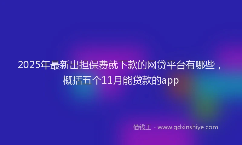 2025年最新出担保费就下款的网贷平台有哪些，概括五个11月能贷款的app