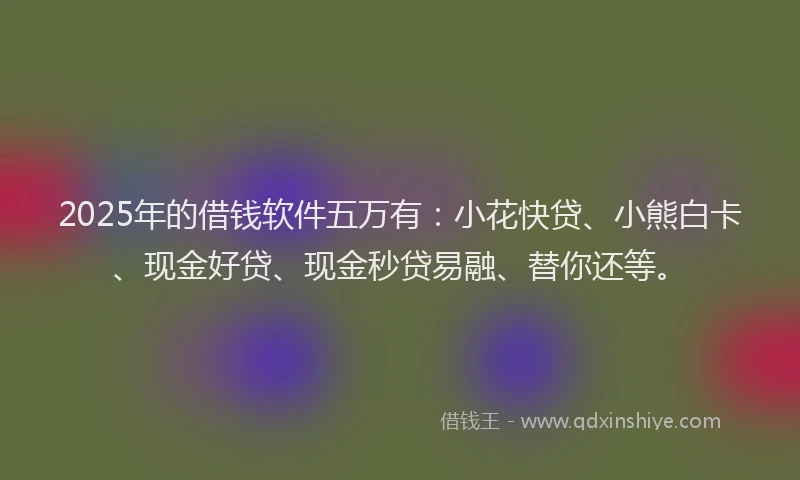 2025年的借钱软件五万有：小花快贷、小熊白卡、现金好贷、现金秒贷易融、替你还等。